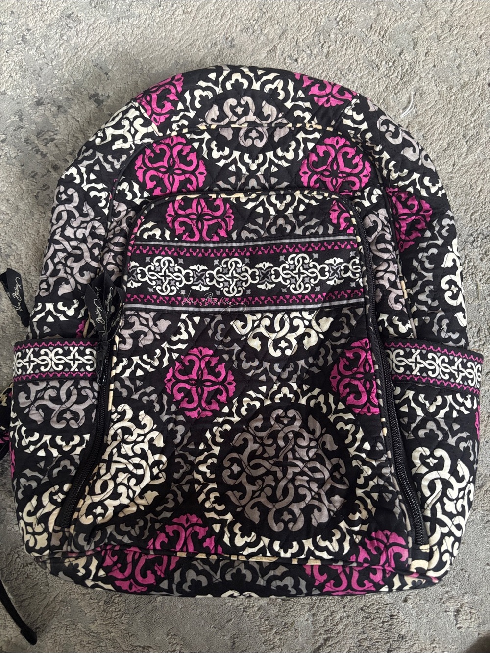 Vera Bradley Black, Pink & Cream Quilted Backpack